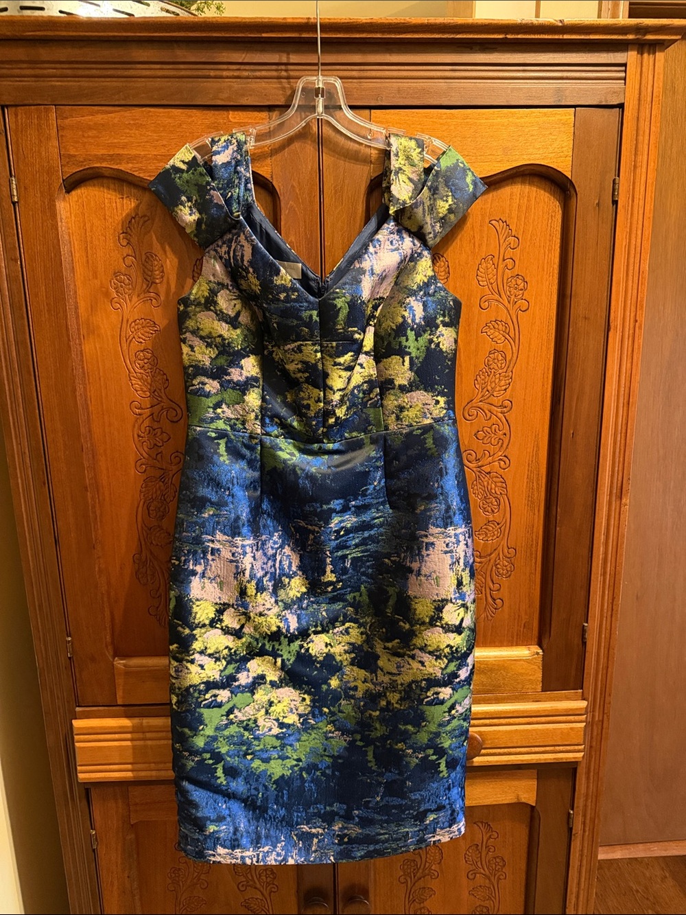 Maggy London Blue Floral-Print Cocktail Midi Dress